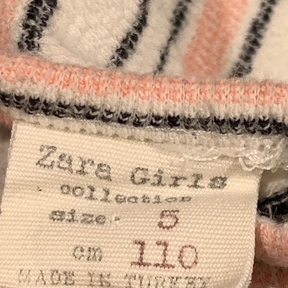 Zara Girls Striped Dress Pink Beige‎ Black Size 5 Made in Turkey